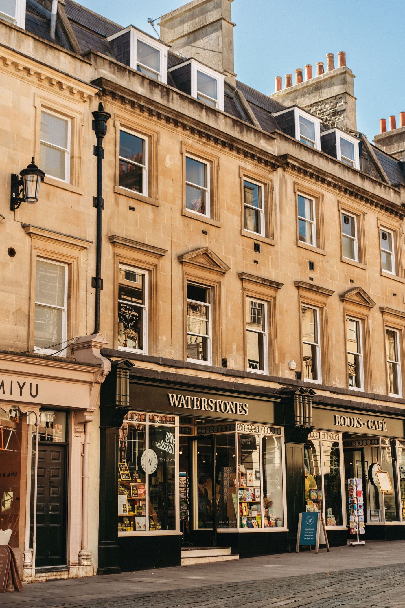 Independent shopfronts on a Georgian British high street