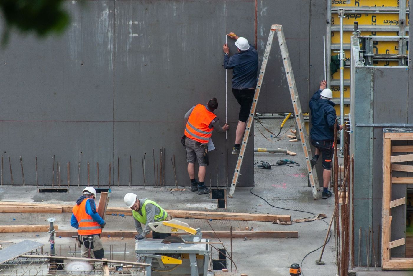 Builders working on a construction site